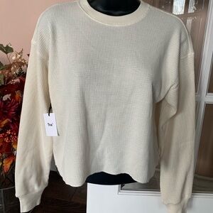 NWOT TNA Alamo waffle knit long sleeve top